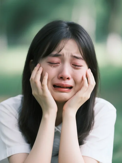 感動して号泣する若い女性