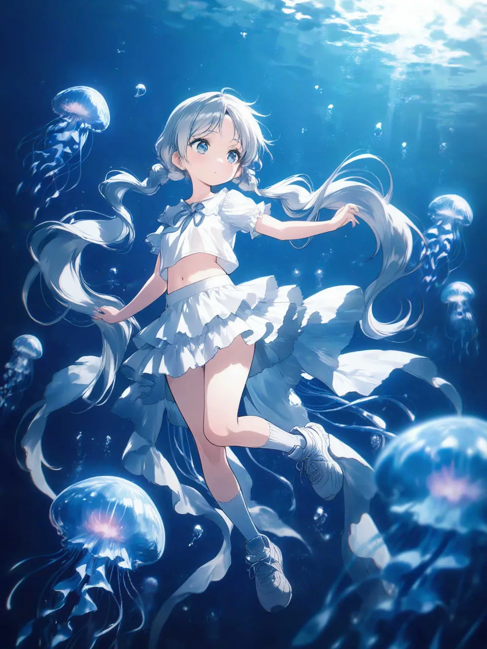 漂うクラゲ娘 — 松ちゃんさんのAIイラスト