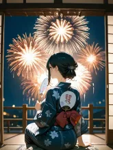 彼女と見る花火 — 浴衣のAIイラスト|SUPPART