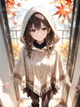 ニットのポンチョアウター