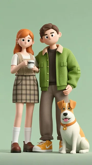 a girl and boyfriend with dog