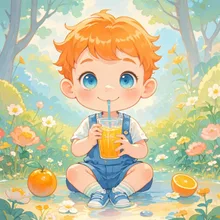 笑顔100％ オレンジしぼりたて — 茶畑まつりさんのAIイラスト