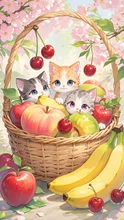 子猫とフルーツバスケット — SUPP66695834さんのAIイラスト