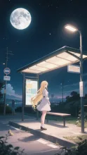 月明かりのバス停