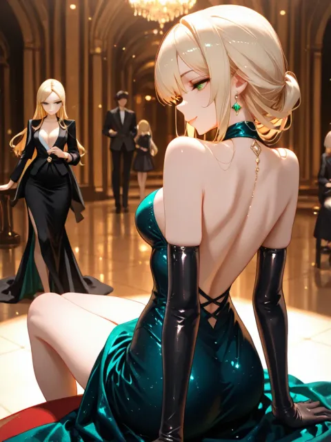 華やかなドレスの妖艶で色っぽい夜の美人ホステス - 夜のホステス