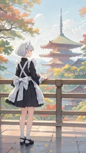 メイドさんの秋の京都観光 — たんこぶさんのAIイラスト