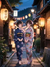 夏の夜の路地