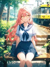 路面電車と制服少女·ノスタルジックな夏 の投稿作品