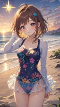 綺麗な水着に着替えて海へ
