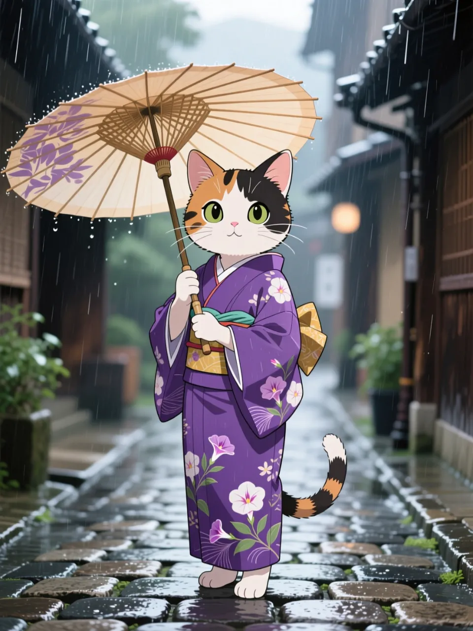 雨だにゃん🐱☔ — かずPさんのAIイラスト