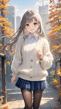 白セーターとチェックミ二コレクション