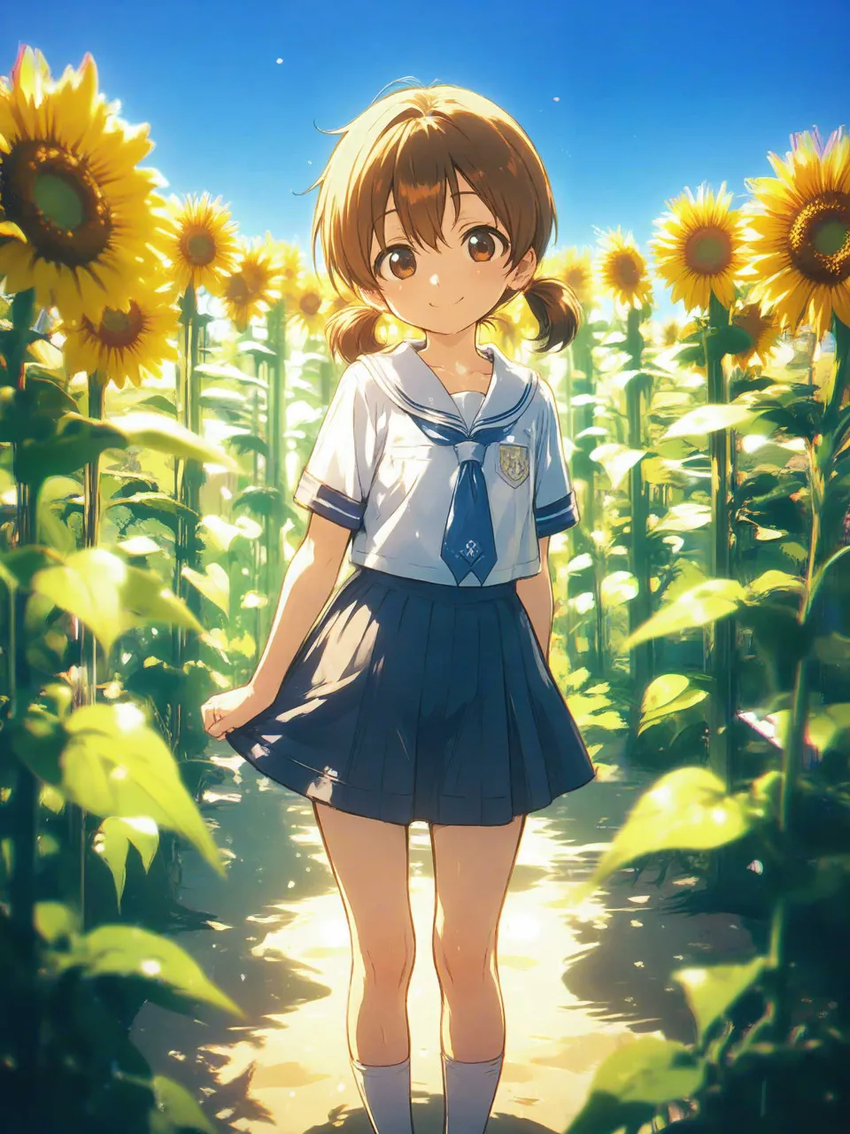 向日葵畑の少女