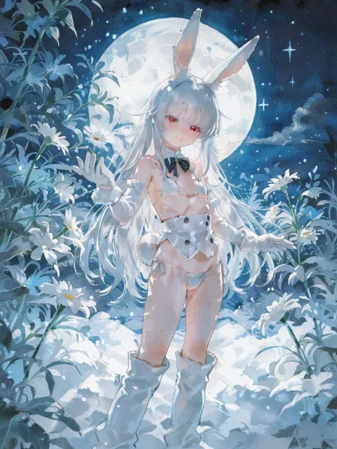 月の兎が雪の兎に…w