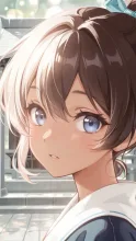 星降る杜の参道・日焼け少女