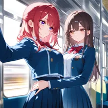 百合の女子高生の朝の電車🚃通学♡❣️💫 — cocoaさんのAIイラスト