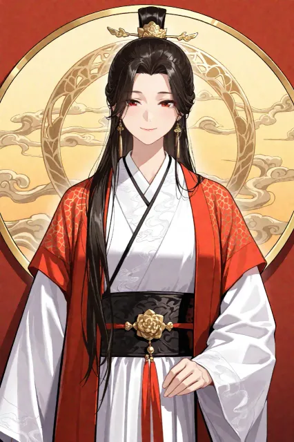 きちんとした服装、白と紅の着物を着た鶴の王の成年男性 - 鶴の恩返し