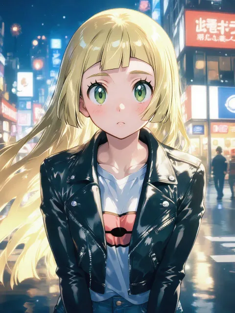 風で金髪が靡く彼女