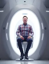 Elon Musk's Cyber Ascension: He Literally Went Digital — DOGEさんのAIイラスト