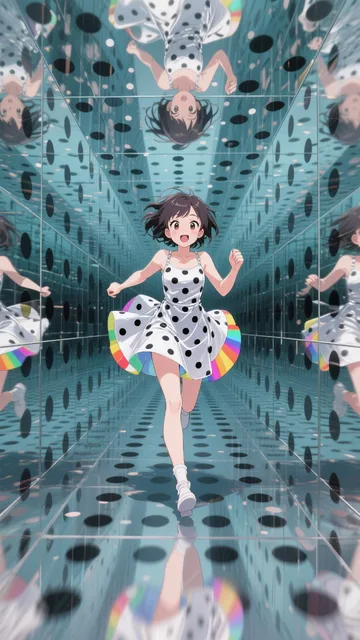 無限水玉空間を駆け抜ける少女
