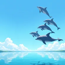 空飛ぶイルカ — ビスマス工房さんのAIイラスト