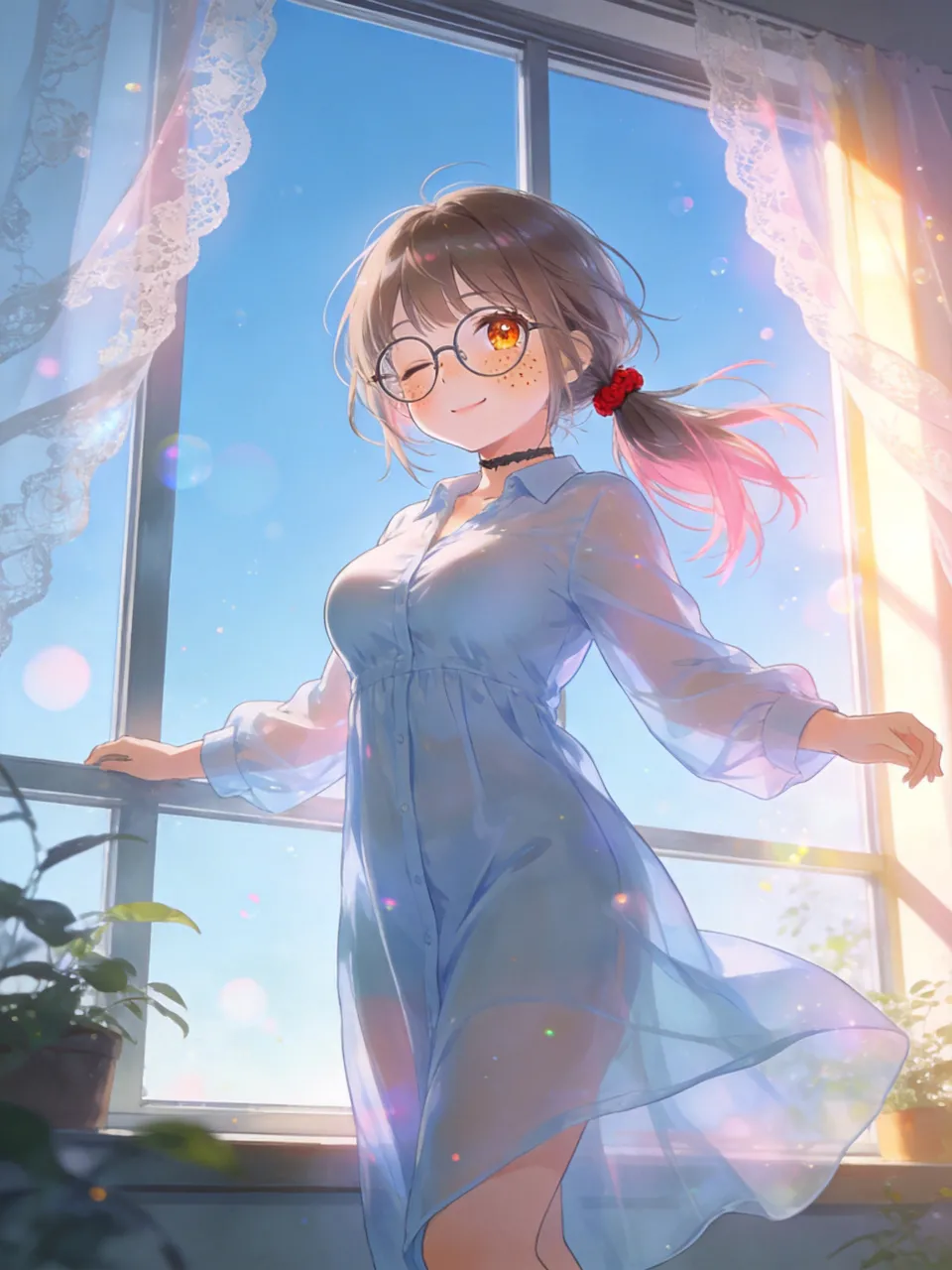 寝起きの菜摘。