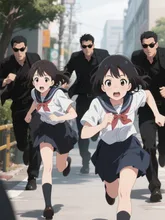 逃げる女子二人