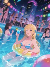 今夜のナイトプールの主役🎉