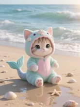 人魚ねこ(5枚) — 人魚・マーメイドのAIイラスト|SUPPART