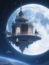 空飛ぶ図書館 — 花筏さんのAIイラスト