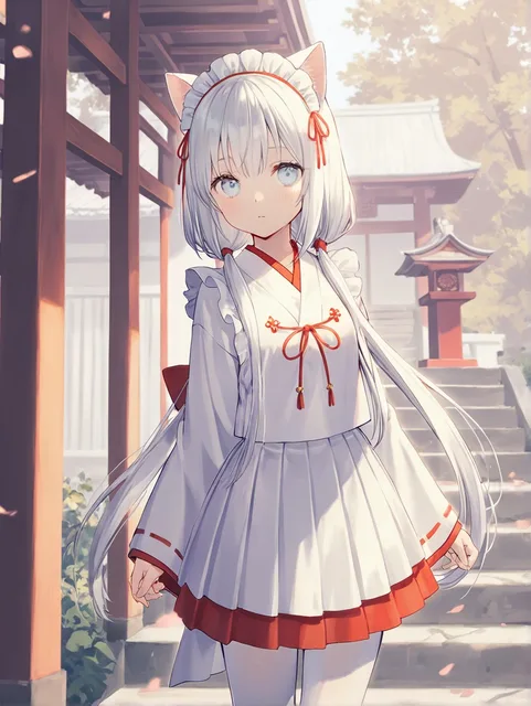 1girl、white hair、long hair