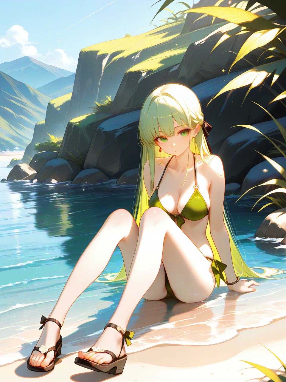 初夏の海辺で海を楽しむ美少女よ❣️💗💫 — cocoaさんのAIイラスト