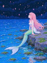 画像生成チャレンジ·夜空と人魚 の投稿作品