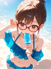 アイスキャンディーと夏の女性·初夏チャレンジ の投稿作品