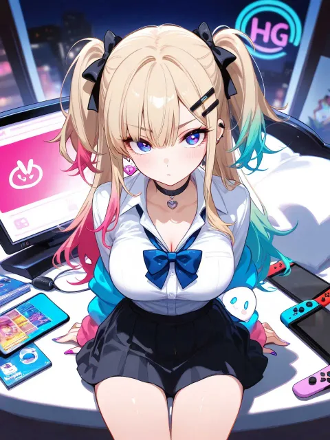 黒ギャル、携帯ゲーム、Switch - 夜ふかし