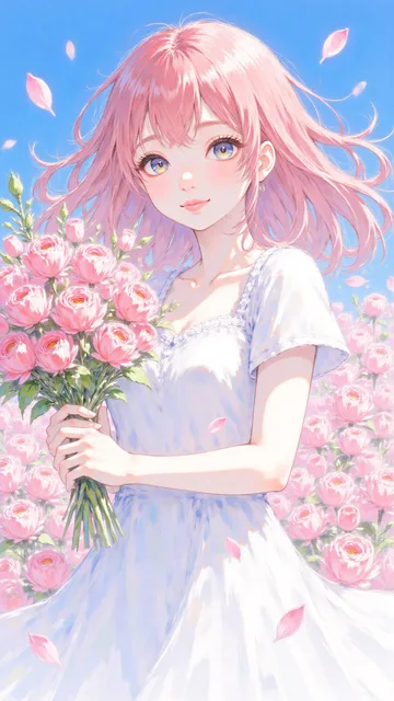 バラと少女