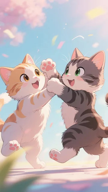 じゃれあうニャ