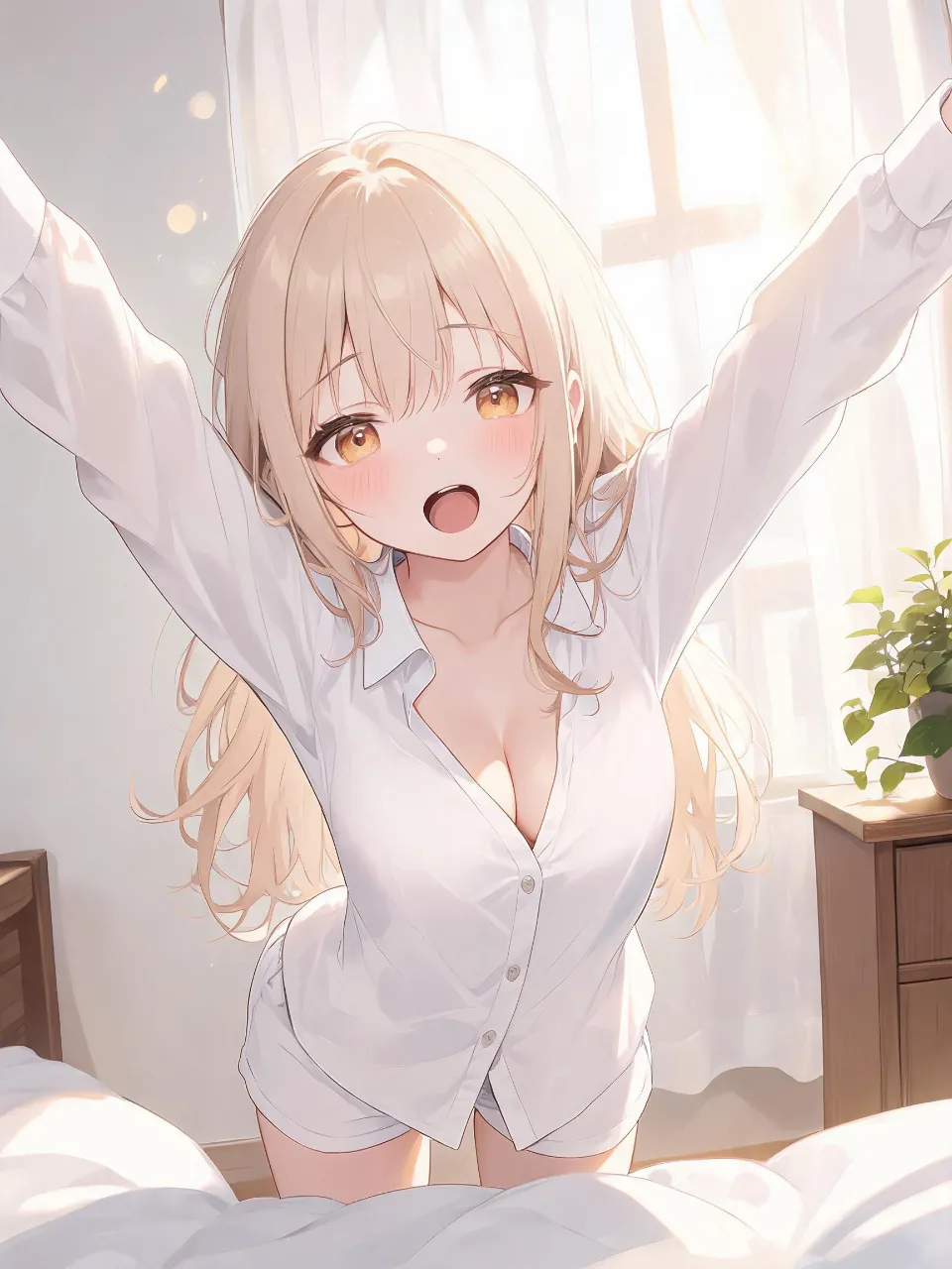 寝起きの陽子。