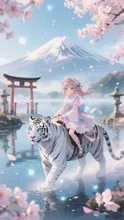 富士桜舞う、白虎との旅路