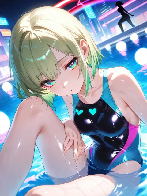 競泳水着の稚奈。