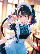 メイド喫茶デビューの夕方 — モカモカさんのAIイラスト