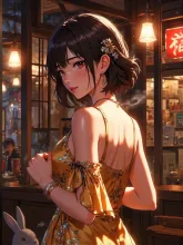 スパンコール着てる紅夜さんと子うさぎ — 紅夜さんのAIイラスト
