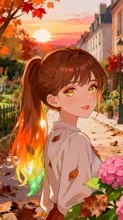 夕焼けと少女