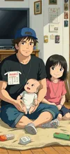 姪っ子の子供達が、、何故か家族風に — のっ九さんさんのAIイラスト
