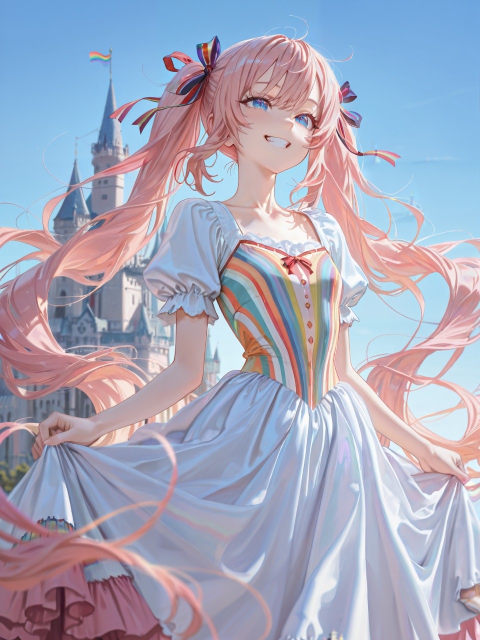 虹色ストライプ🌈もも子 — 緋鞠さんのAIイラスト