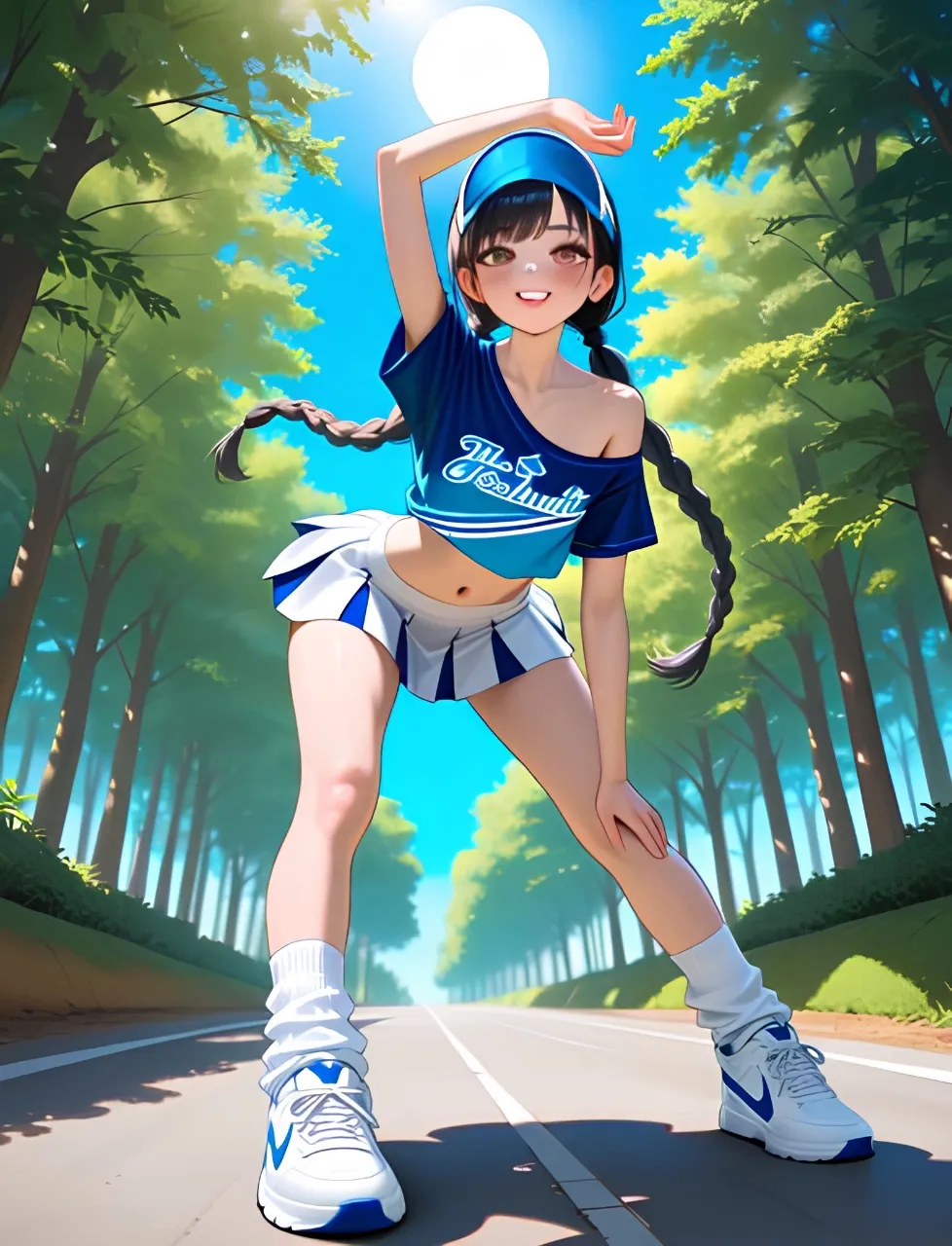 みつ編みツインテールのチアガール！…黒