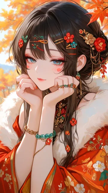 秋の一句を読む少女 文学少女 - 旅の俳人
