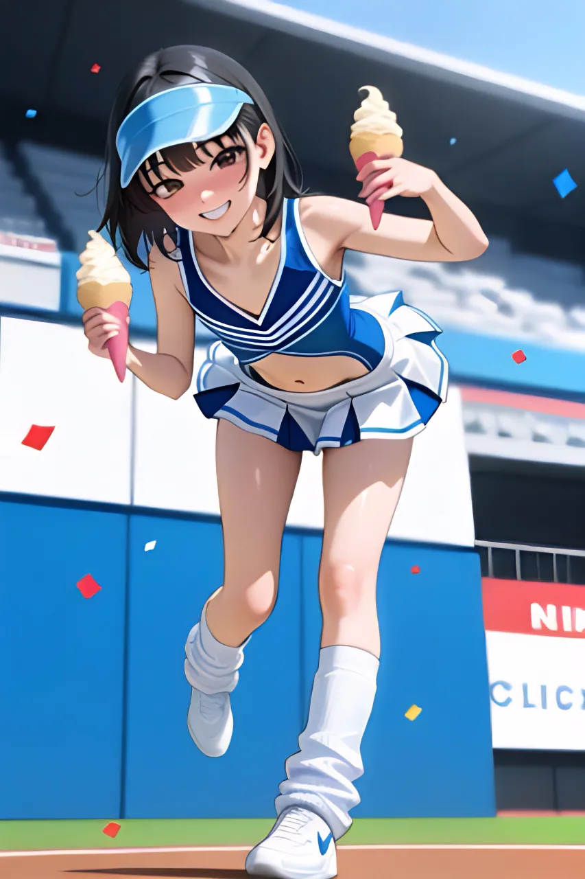 ソフトクリームとジャンピング・チアガール！…黒