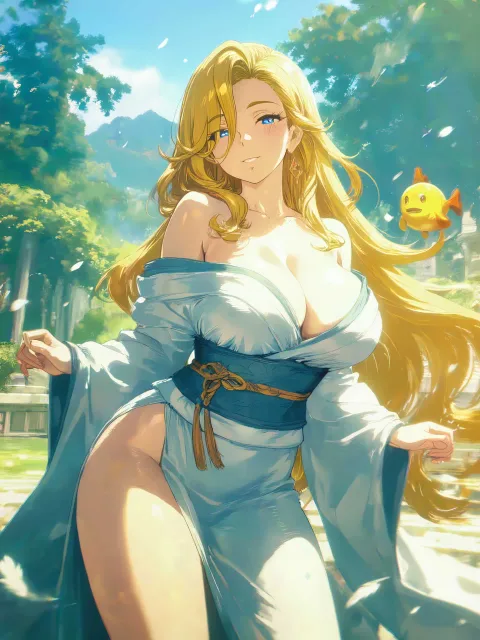 きちんとした服装、羽衣をまとった竜宮城の乙姫の成年女性