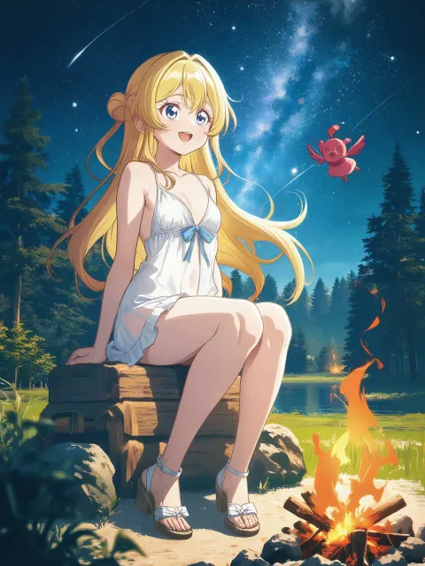 An anime illustration of a… - 林間学校