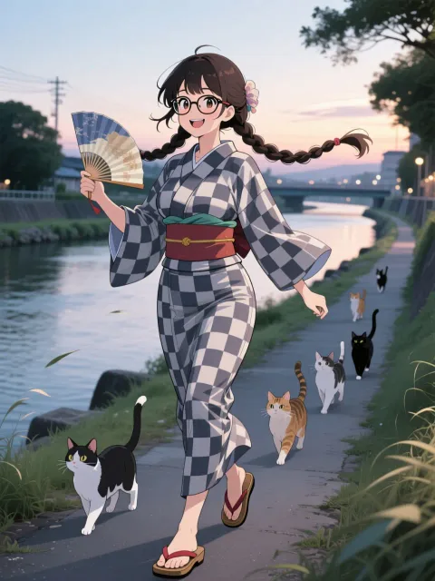 「穂蔵 灯子(ほのぐら とうこ)」の浴衣で夕涼み